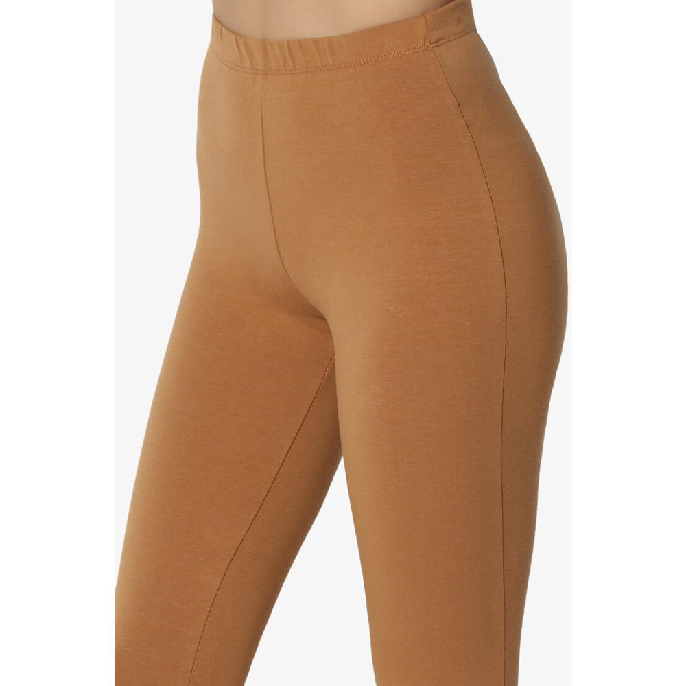 TheMogan Women's S~3X Luxe Stretch Cotton Elastic Waist High Rise Cropped Capri Leggings