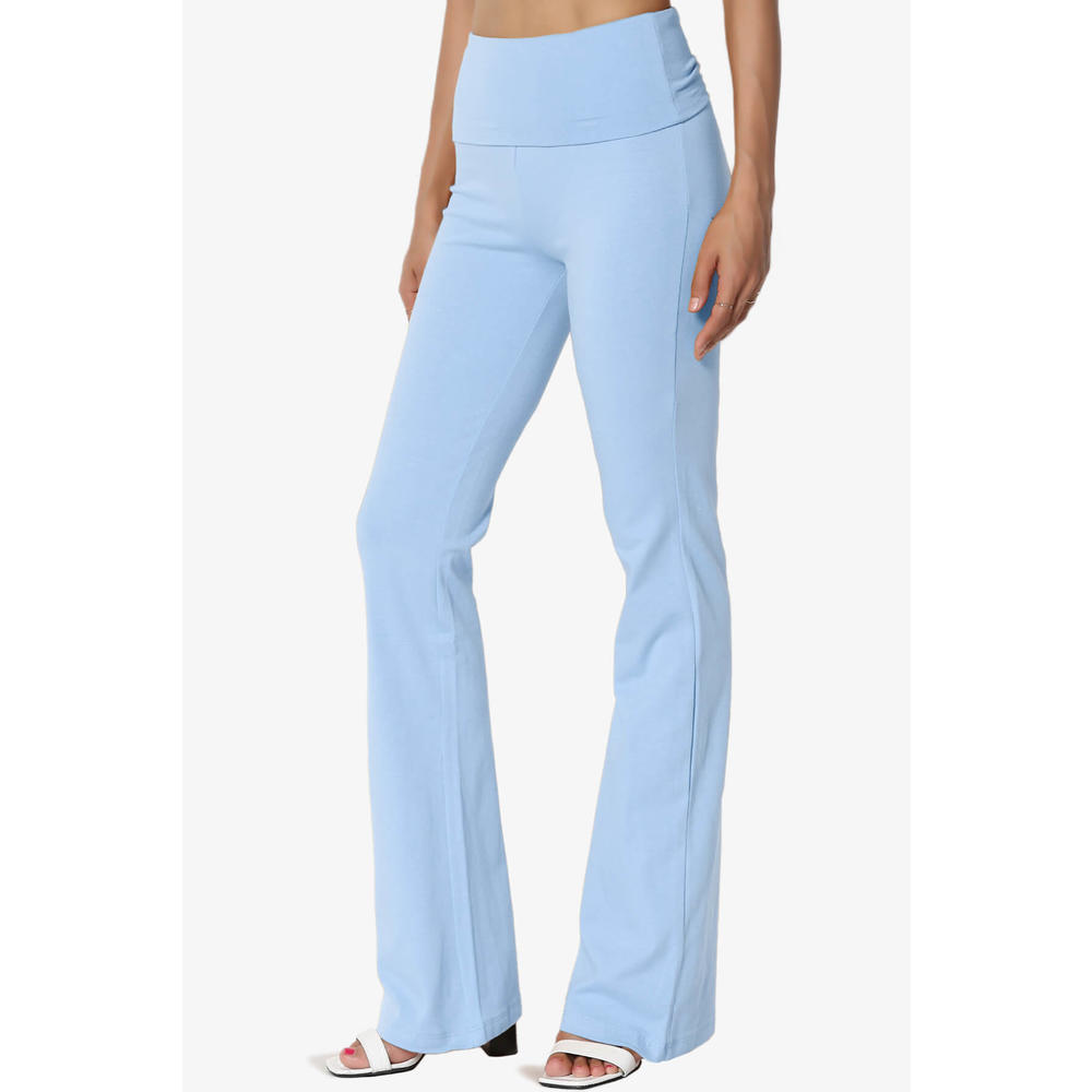 Sara Foldover Waist Yoga Pants Women's Basic Foldover Waistband Comfy Stretch Cotton Boot Cut Lounge Yoga Pants