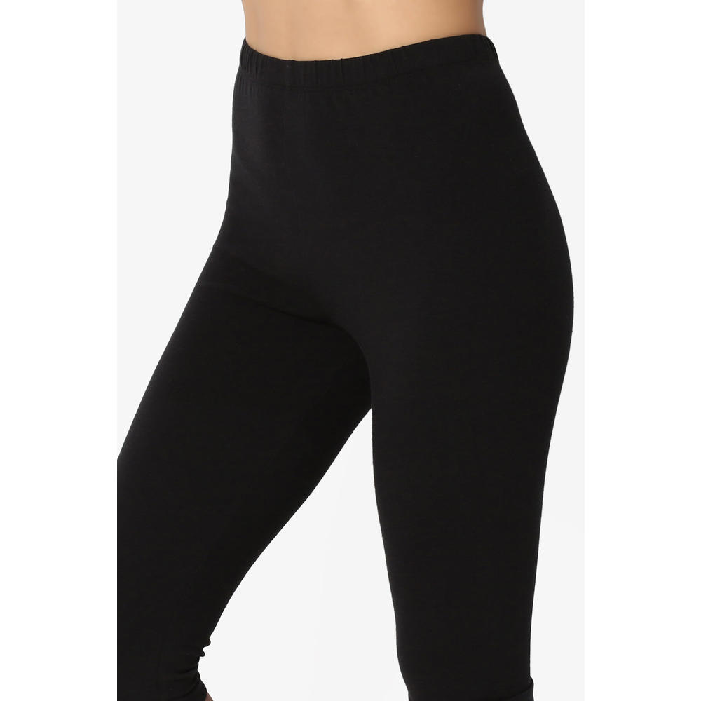 TheMogan Women's Essential Basic Cotton Spandex Stretch Below Knee Length Capri Leggings Casual Active
