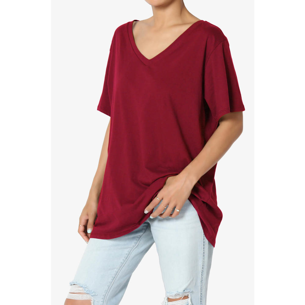 TheMogan Women's Casual V-Neck Cotton Oversized Boyfriend T-Shirt Short Sleeve Loose Tee