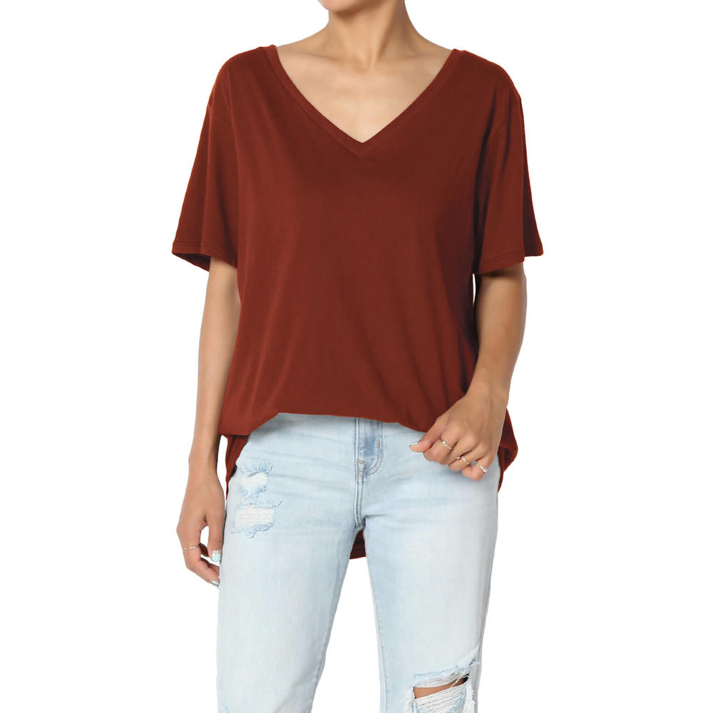 TheMogan Women's Casual V-Neck Cotton Oversized Boyfriend T-Shirt Short Sleeve Loose Tee