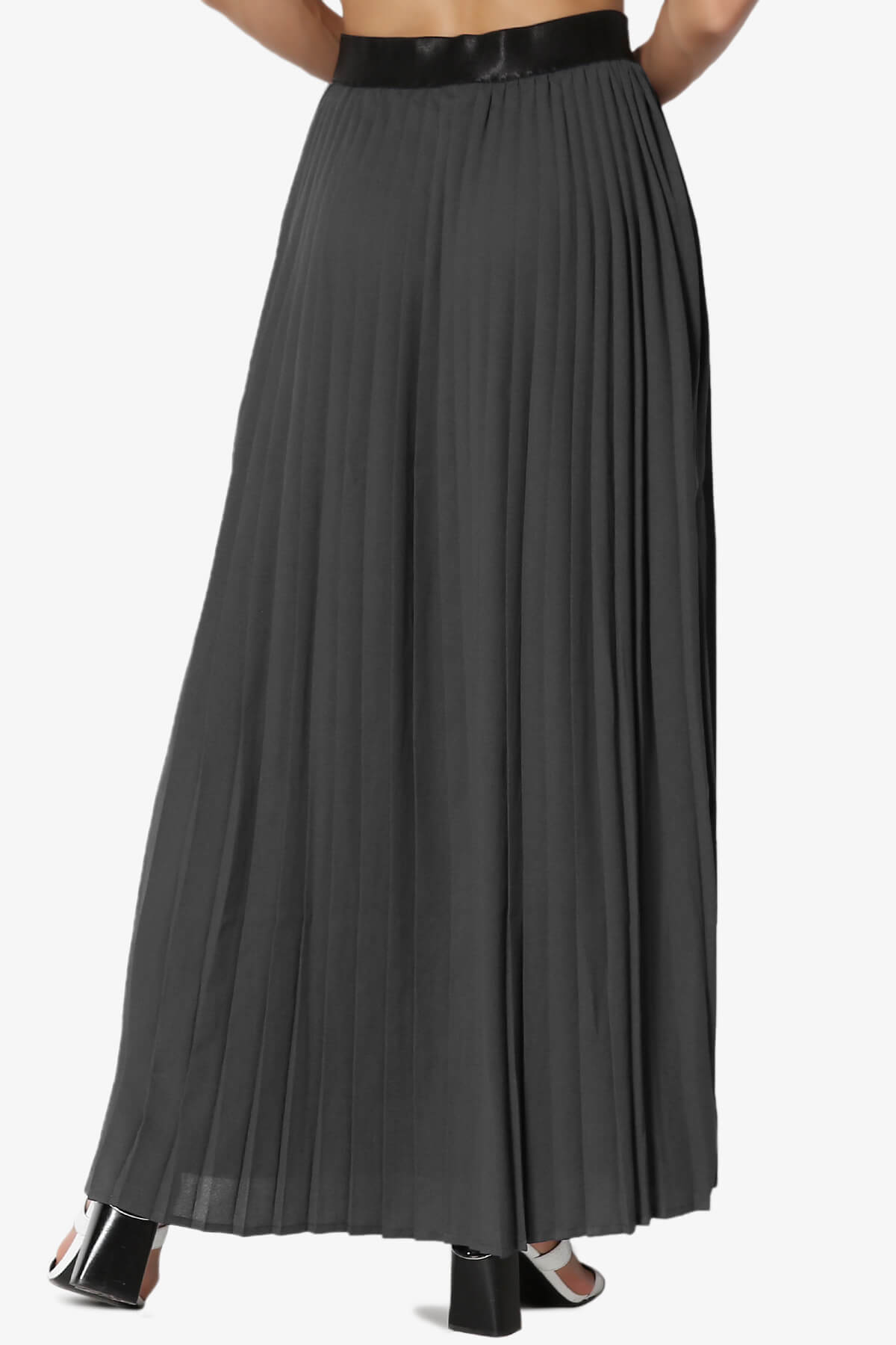 TheMogan Women's Flowy Maxi Pleated Skirt Elegant High Waisted Full-Length Skirt for All Occasions