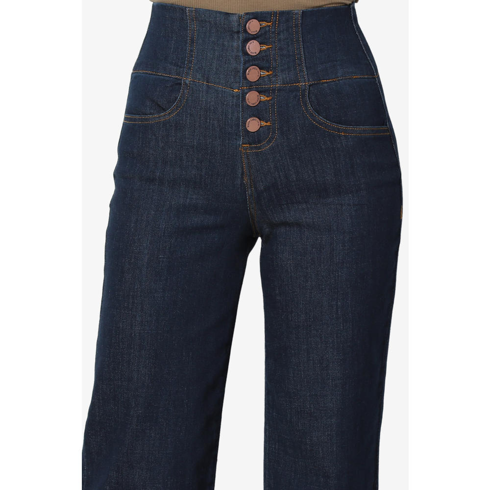 TheMogan Junior's Vintage High Rise Waist Crop Culotte Jeans