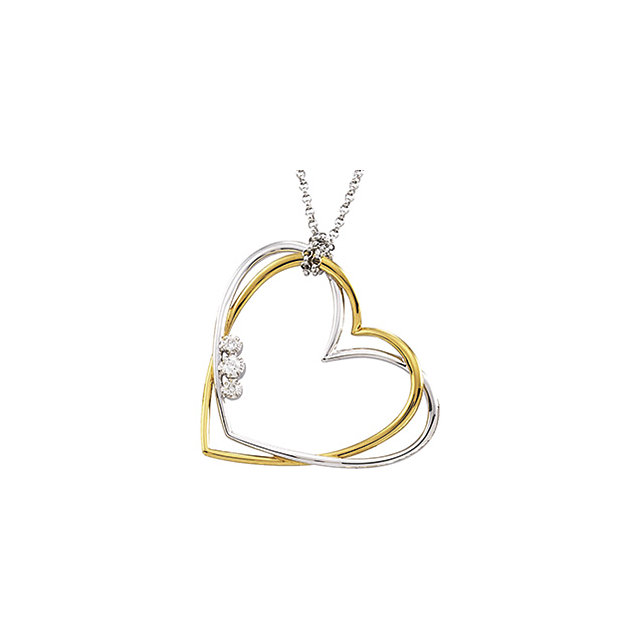 Diamond Designs 14kt White Gold & Yellow Accented Double Heart Necklace from Diamond Designs