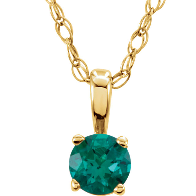 Diamond Designs 14kt Yellow Imitation Emerald "May" Birthstone 14" Necklace   from Diamond Designs