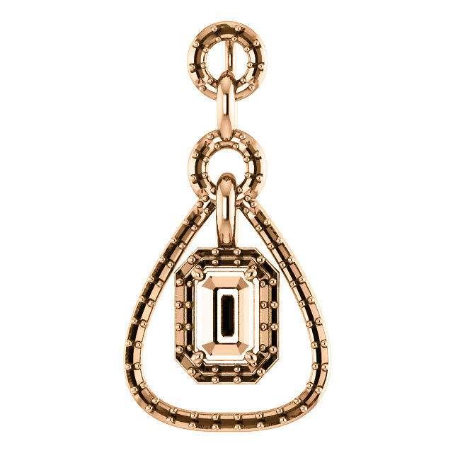 Diamond Designs 18kt Rose 6x4mm Emerald Tear Drop-Styled Pendant with Articulated Dangle from Diamond Designs