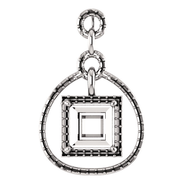 Diamond Designs Platinum 7.5x7.5mm Square Tear Drop-Styled Pendant with Articulated Dangle from Diamond Designs