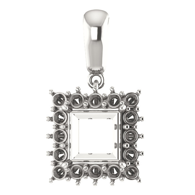 Diamond Designs Sterling Silver 6.5mm Square Halo-Styled Pendant Mounting from Diamond Designs
