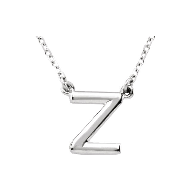 Diamond Designs Sterling Silver Letter "Z" Block Initial 16" Necklace from Diamond Designs