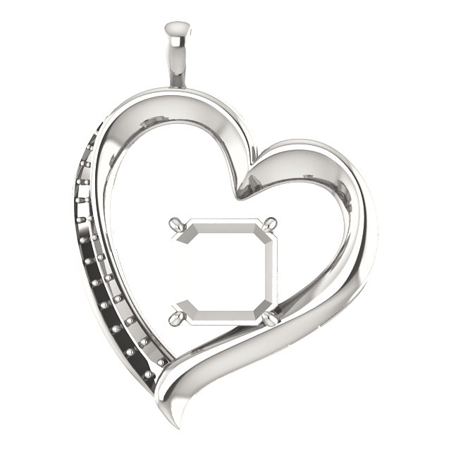 Diamond Designs Continuum Sterling Silver  10mm Asscher Pendant Mounting from Diamond Designs