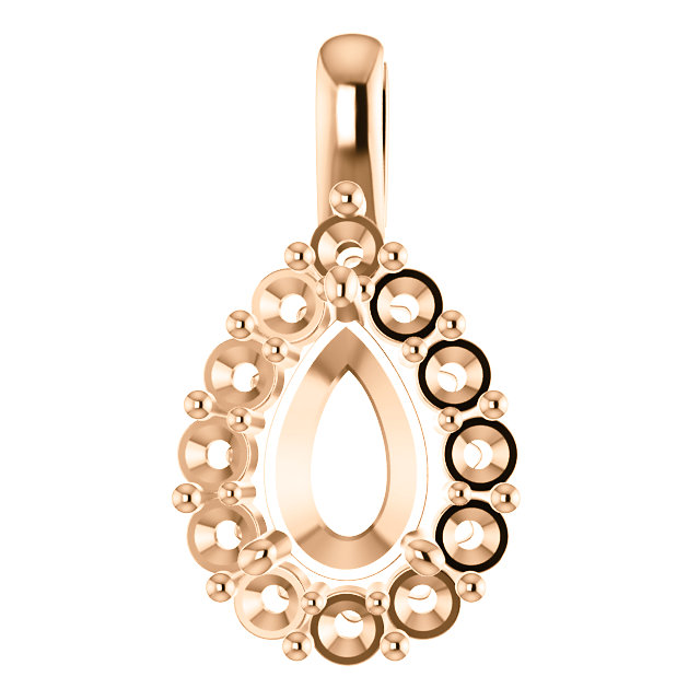 Diamond Designs 14kt Rose  9x6mm Pear Pendant Mounting from Diamond Designs