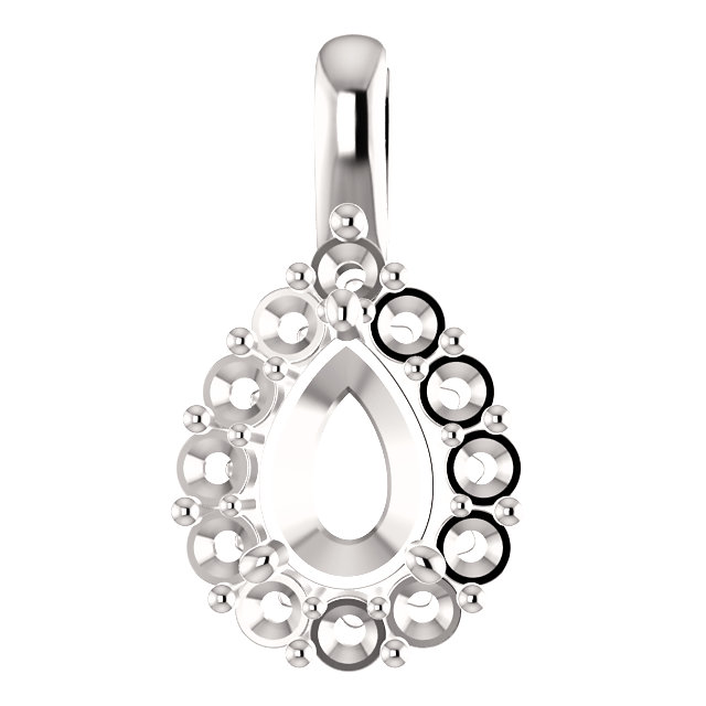 Diamond Designs 14kt White  7x5mm Pear Pendant Mounting from Diamond Designs