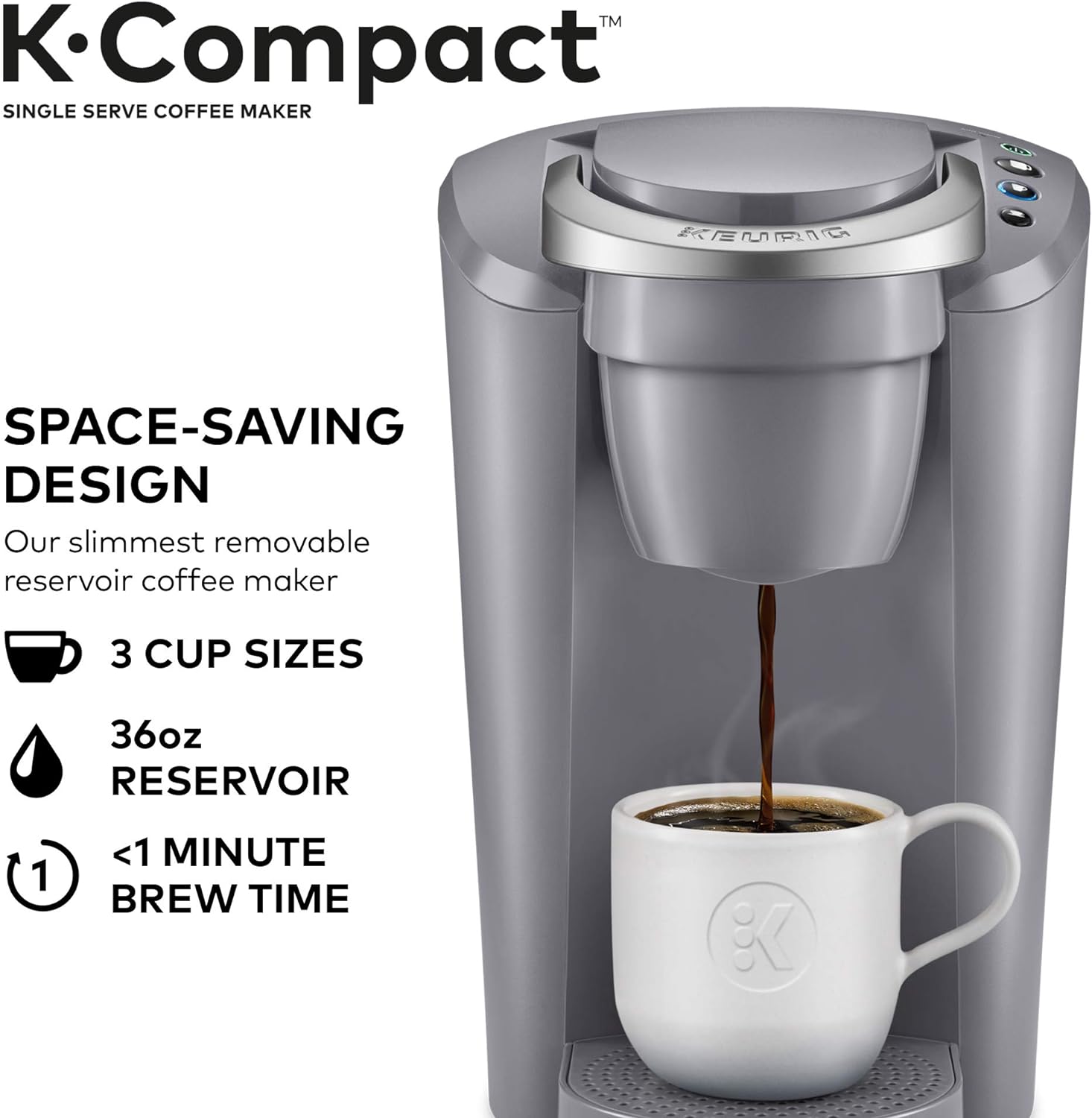 Keurig K-Compact Single-Serve K-Cup Pod Coffee Maker (Grey)