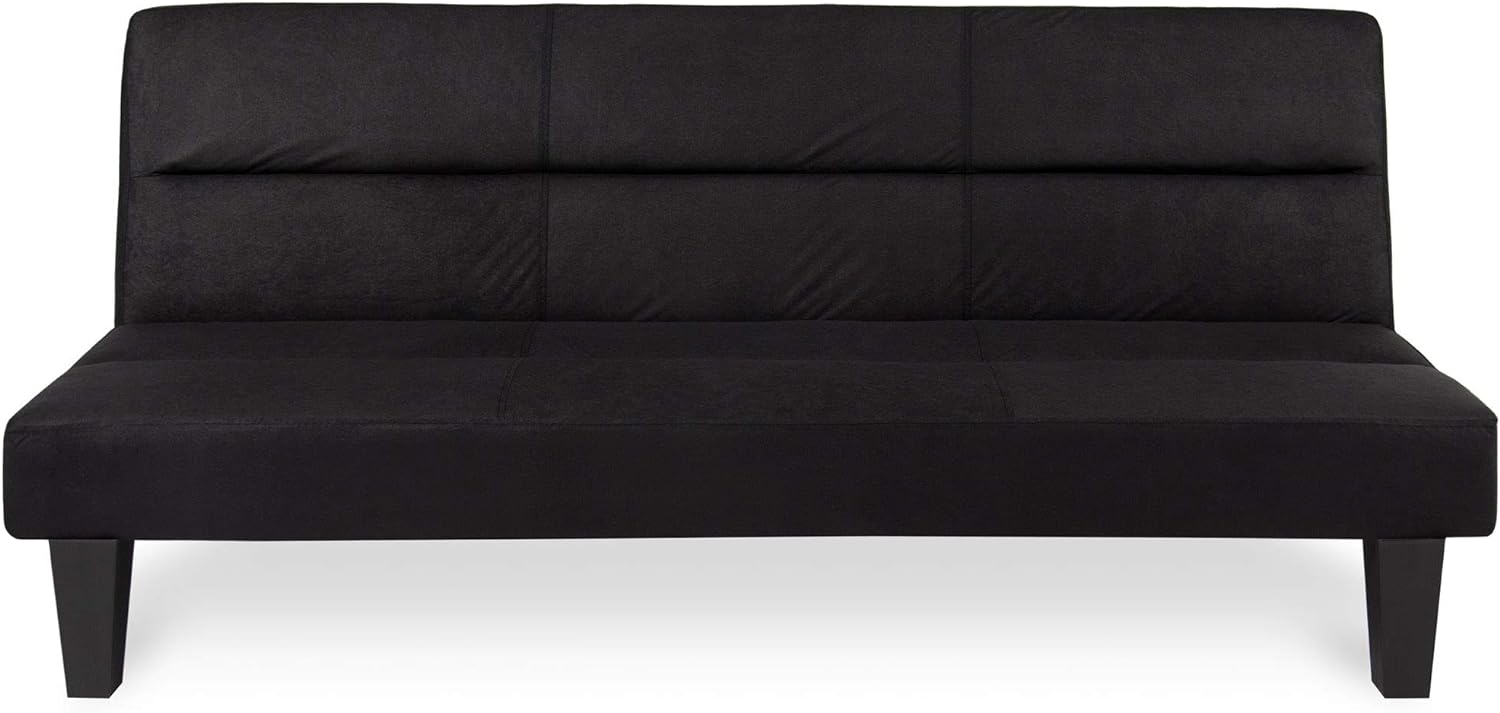 No Best Choice Products 68.5in Microfiber Convertible Reclining Sofa Bed w/ 6in Thick Mattress Padding - Black