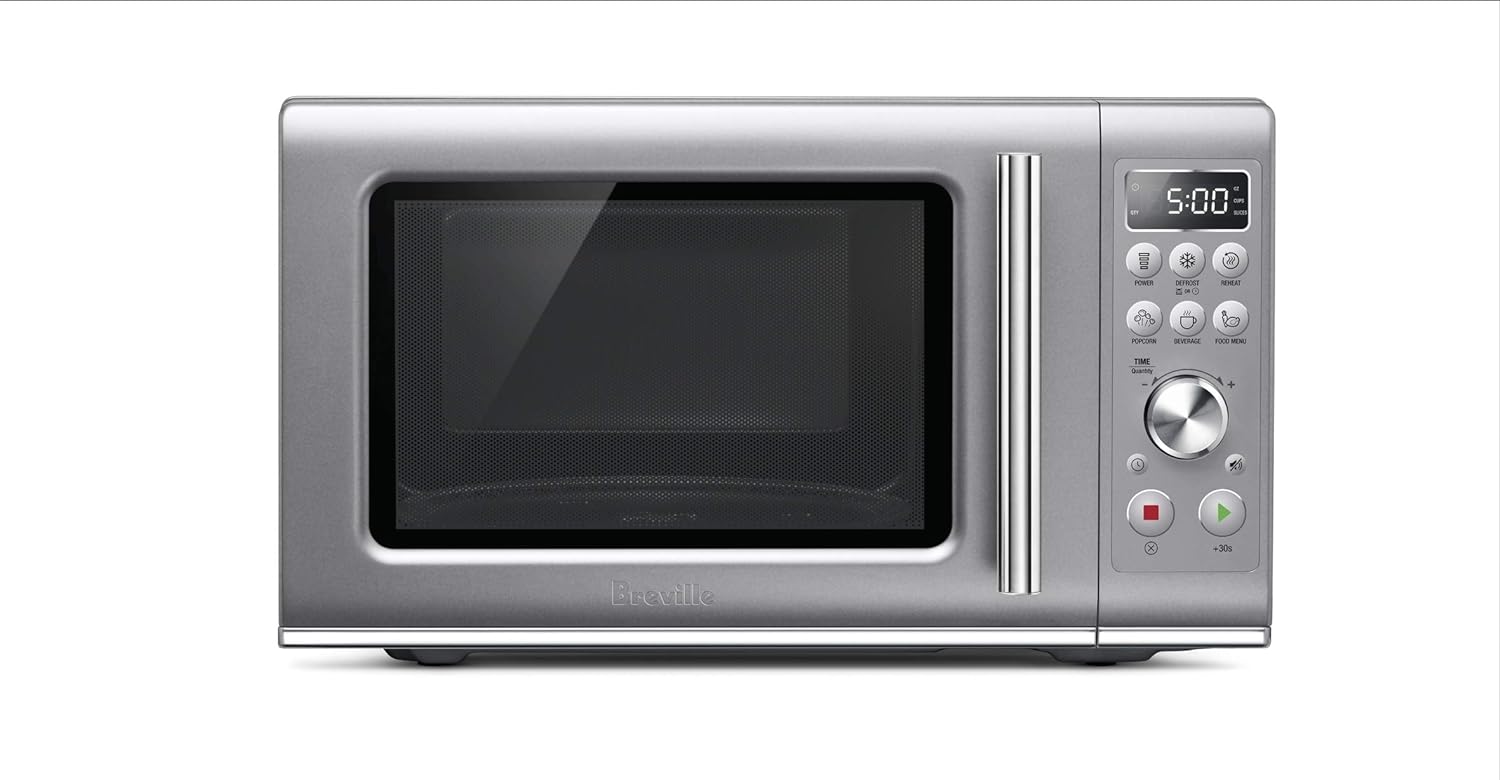 Breville BMO650SIL1BUC1 the Compact Wave Soft Close Countertop Microwave, Silver