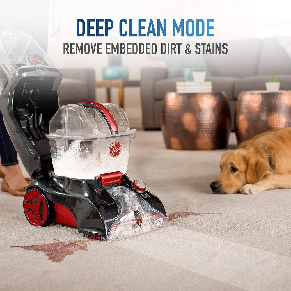 Hoover Power Scrub Elite Pet Upright Carpet Cleaner Machine and Shampooer, Lightweight Machine, FH50251PC, Red