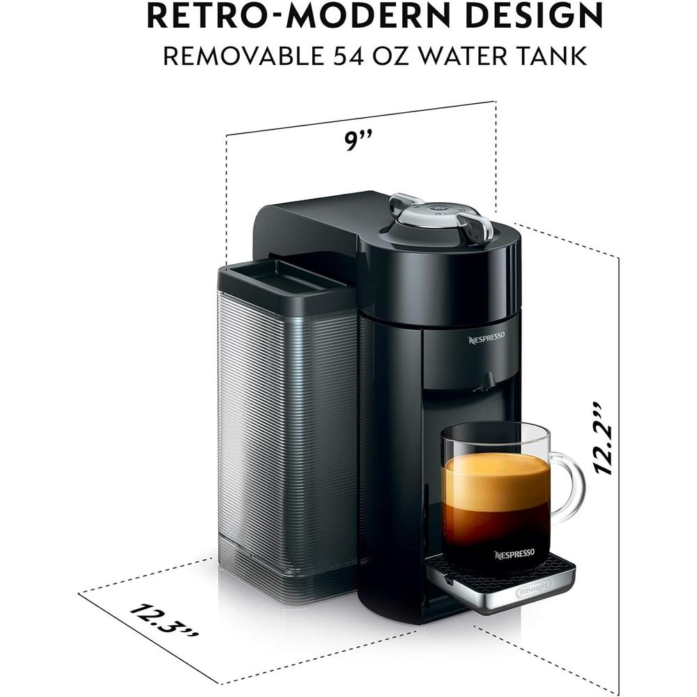 De'Longhi Nespresso Vertuo Coffee and Espresso Machine Bundle with Aeroccino Milk Frother , Black
