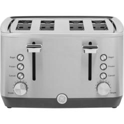 GE 4-Slice Toaster, Easy-to Use 1500 Watt Toaster with Pre-Set Controls for 7 Shade Settings, Bagels