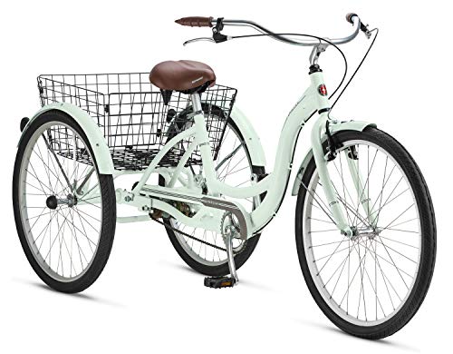 Meridian Adult Schwinn Tricycle Three (3) Wheeled Trike Mens Womens Bicycle Red Mint Green Blue Silver Grey Bike with Metal Wire