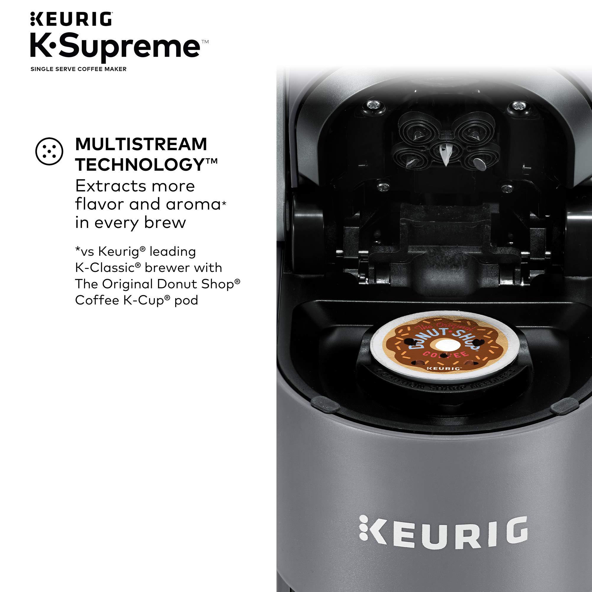 keurig k-supreme coffee maker, single serve k-cup pod coffee brewer, with multistream technology, 66 oz dual-position reservo