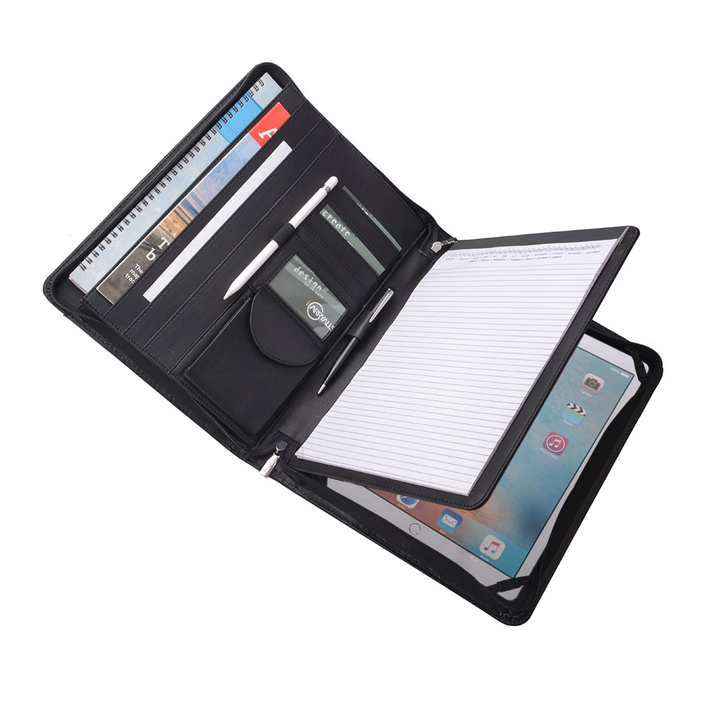 Icarryalls 150307pjj Ip129 2018 Bk Executive Zipper Organizer Portfolio Case For Ipad Pro 12 9 Inch 3rd 4th Gen And A4 Notepad Black