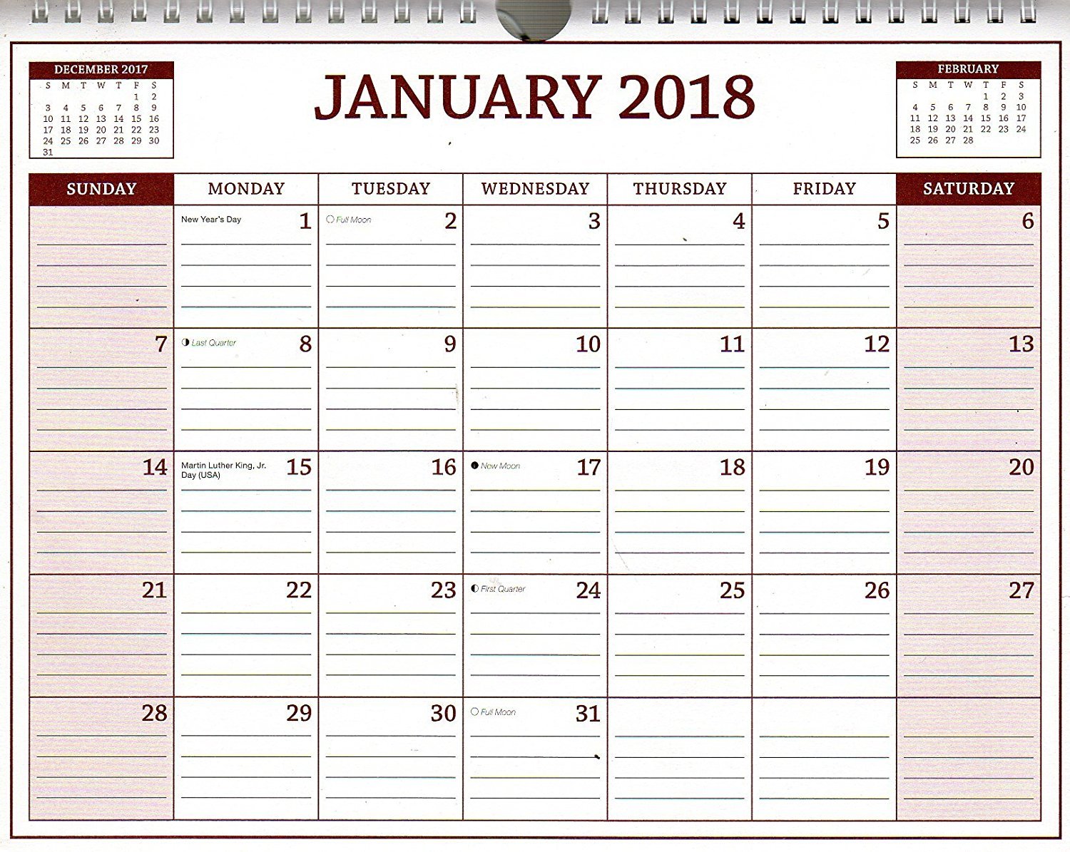 Calendar Company cb30 2018 Spiral Bound Calendar - 12 Months DESKTOP / WALL  Calendar / Planner - (Edition #1)
