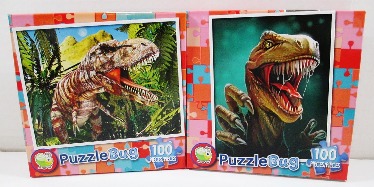 Puzzlebug 2 Puzzlebug Jigsaw Puzzles - 100 Pieces Each - Dinosaur & T-Rex Hunt