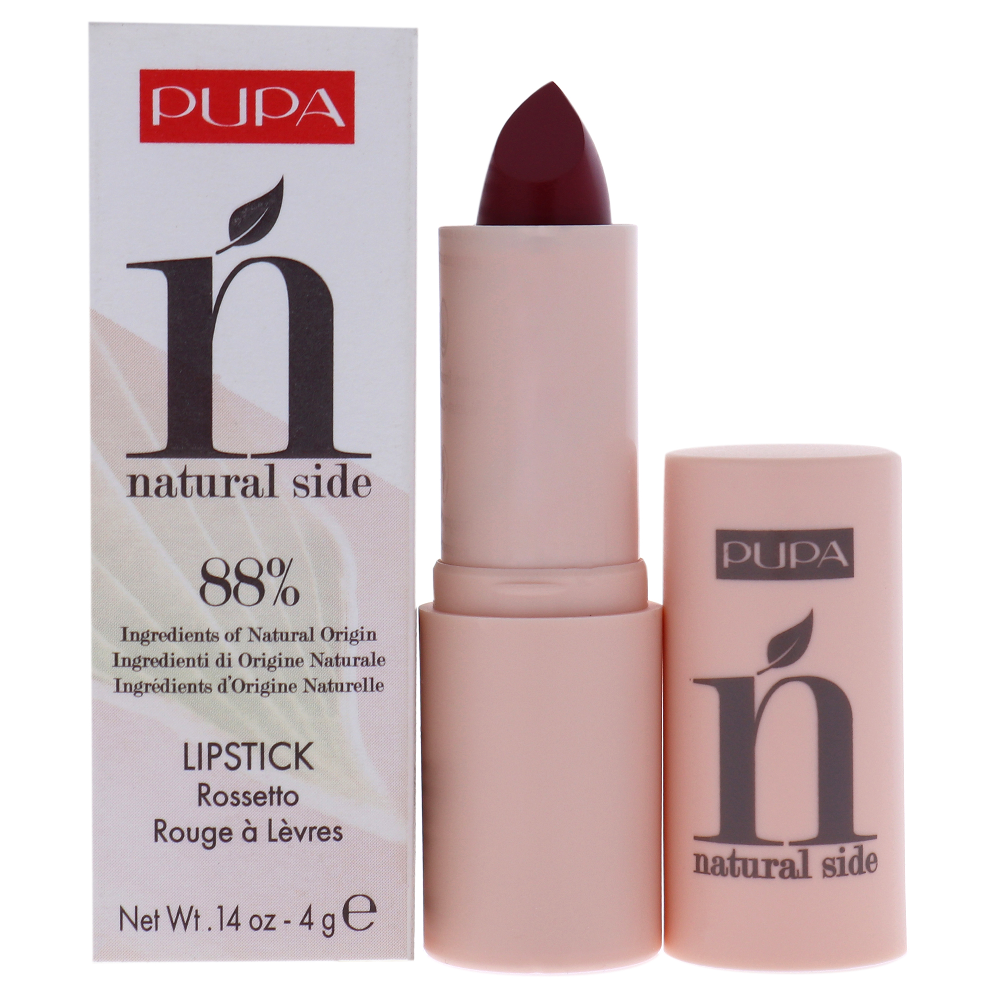Pupa Milano Natural Side Lipstick - 010 Cherry Red for Women 0.14 oz Lipstick