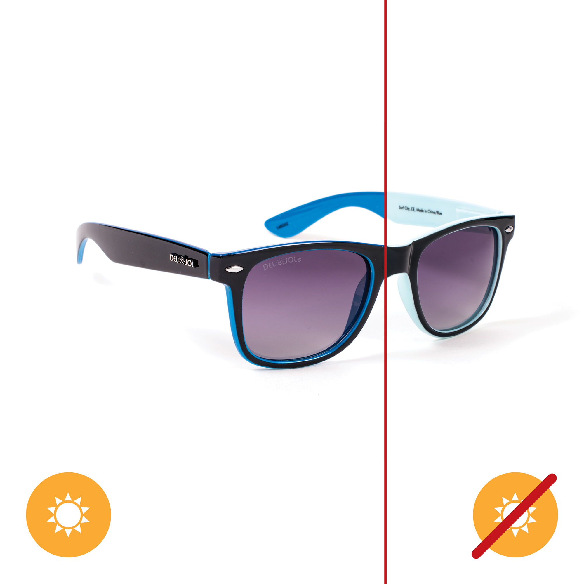 Del Sol Solize Surf City - Light Blue-Blue for Unisex 1 Pc Sunglasses