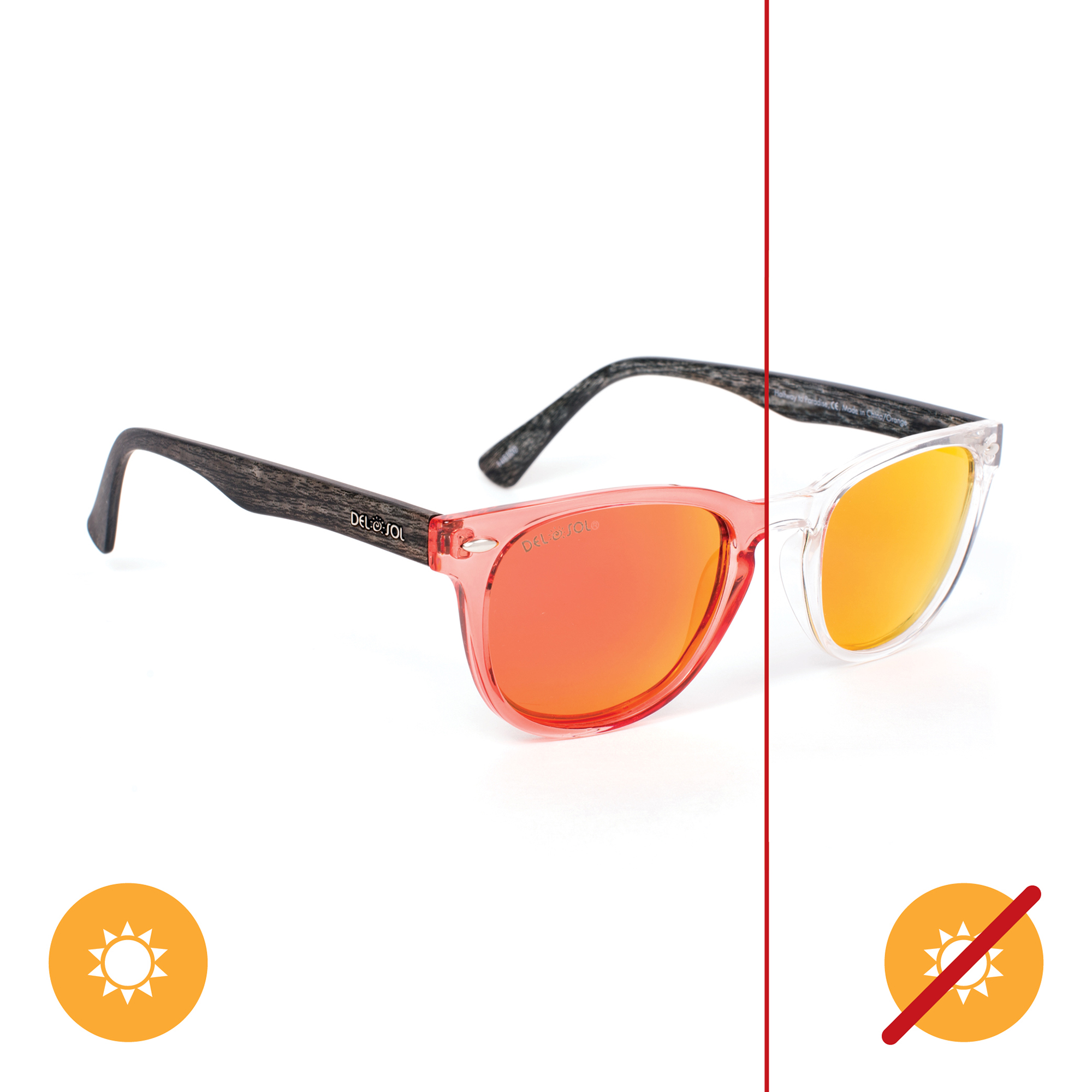 Del Sol Solize Halfway to Paradise - Clear-Orange for Unisex 1 Pc Sunglasses