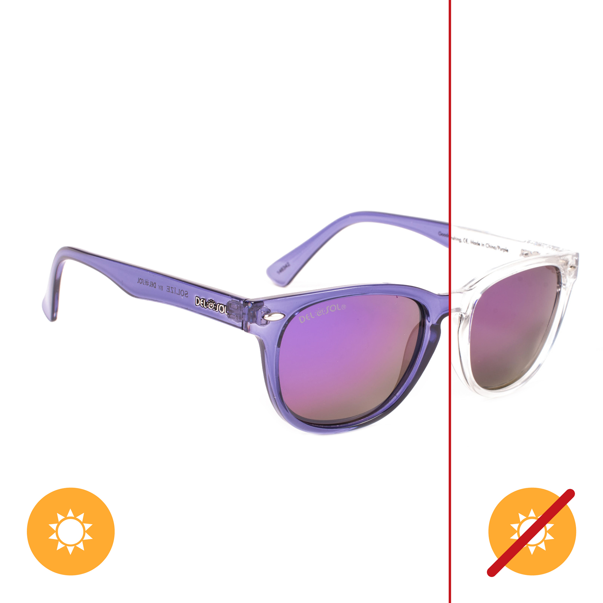 Del Sol Solize Good Day Sunshine - Clear-Purple for Unisex 1 Pc Sunglasses