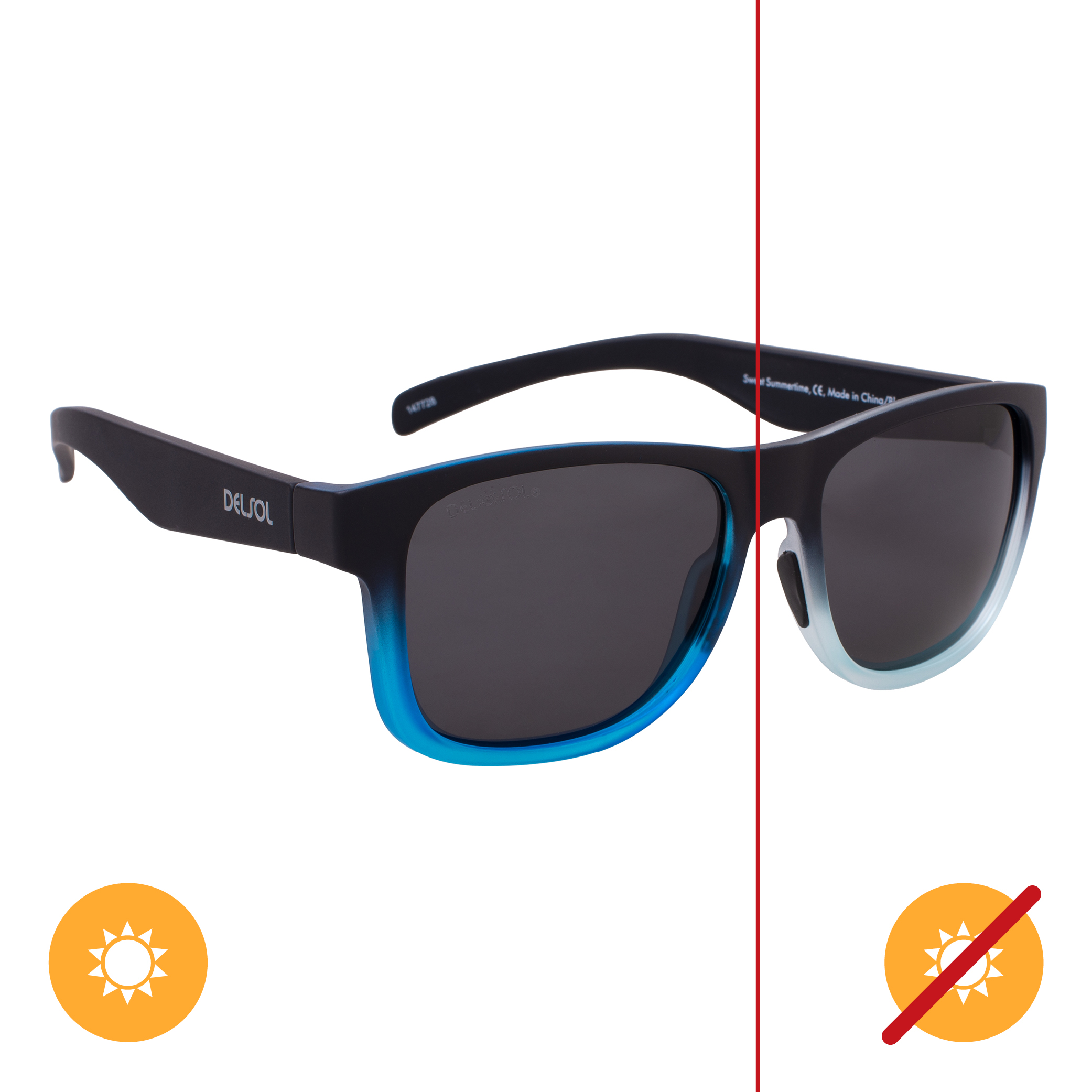 Del Sol Solize Sweet Summertime - Black and Light Blue to Blue for Unisex 1 Pc Sunglasses