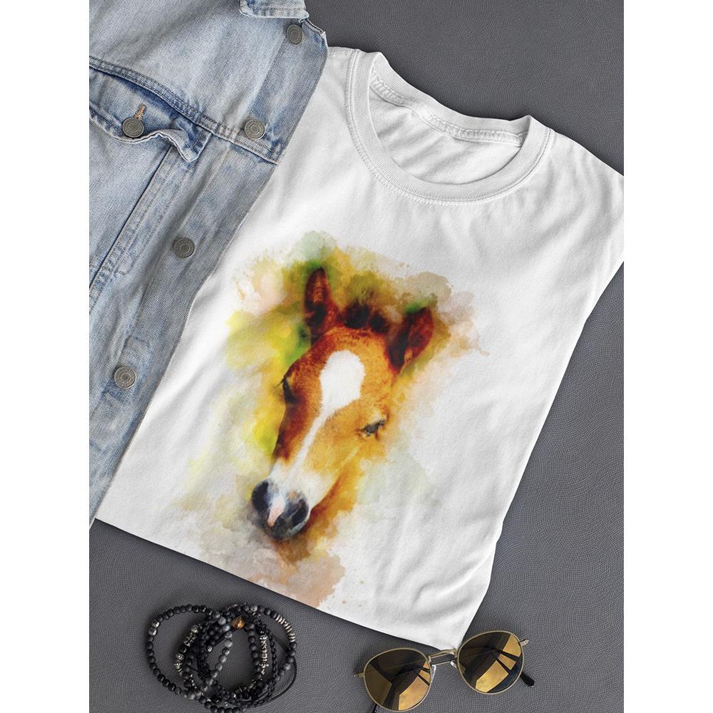 SmartPrints Graphic Streetwear Cub Horse Head Painting Tee Women's -Image by Shutterstock