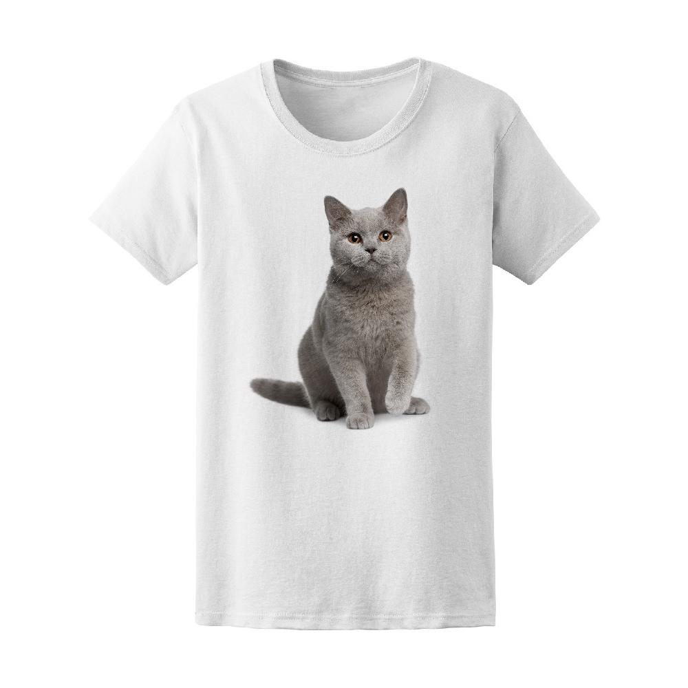 Smartprints Graphic Streetwear Cute British Shorthair Grey Cat Tee