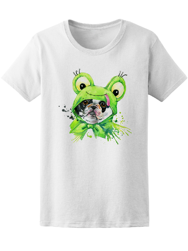 SmartPrints Graphic Streetwear French Bulldog Dog Frog Costume Tee Women's -Image by Shutterstock