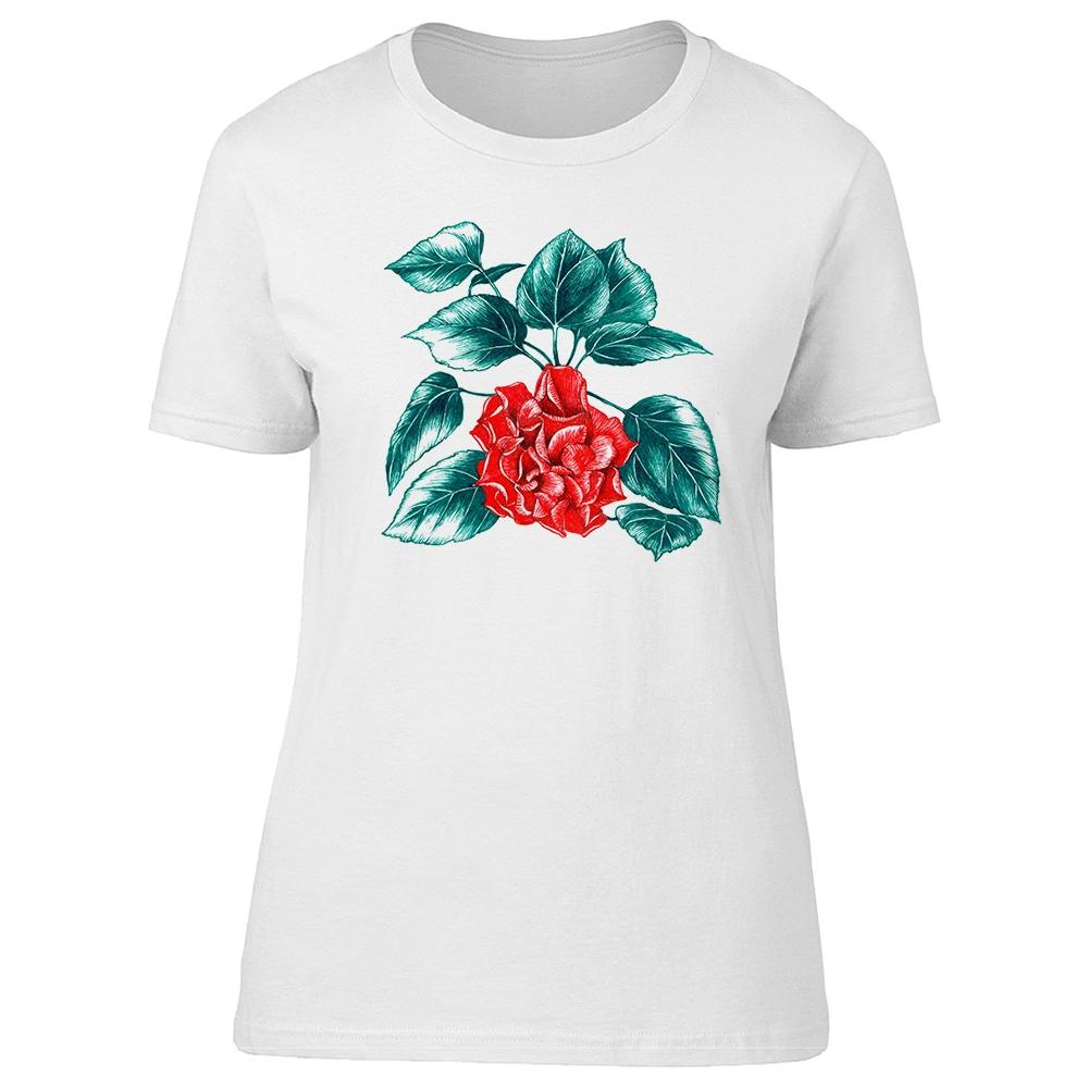 Smartprints Graphic Streetwear Drawing Of Red Rose Pencil Tee