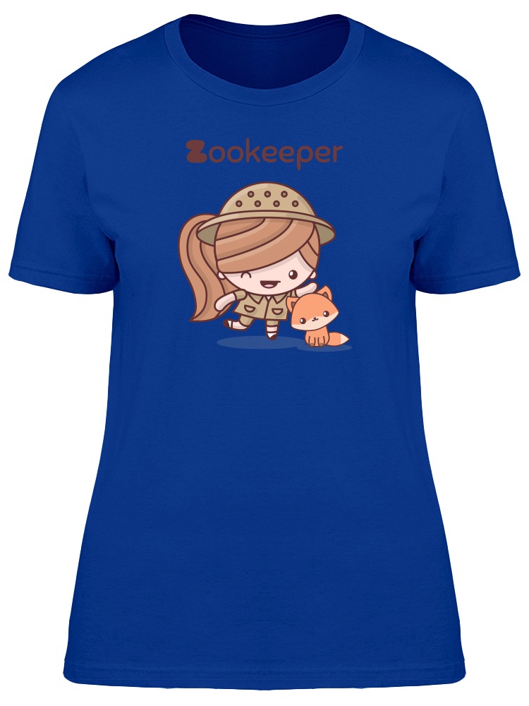 SmartPrints Graphic Streetwear Happy Zookeeper Girl Cartoon Tee Women's ... Girl Cartoon Zoo Keeper