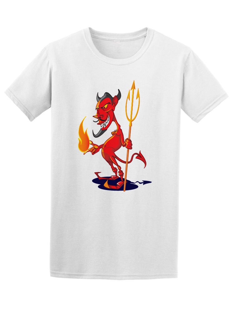 SmartPrints Graphic Streetwear Evil With Fire Flames Tee Men's -Image by Shutterstock