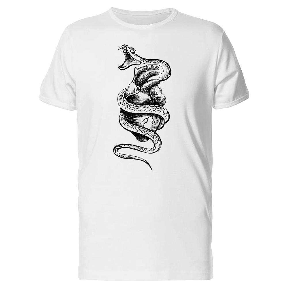 Smartprints Graphic Streetwear Evil Snake And Heart Sketch Tee