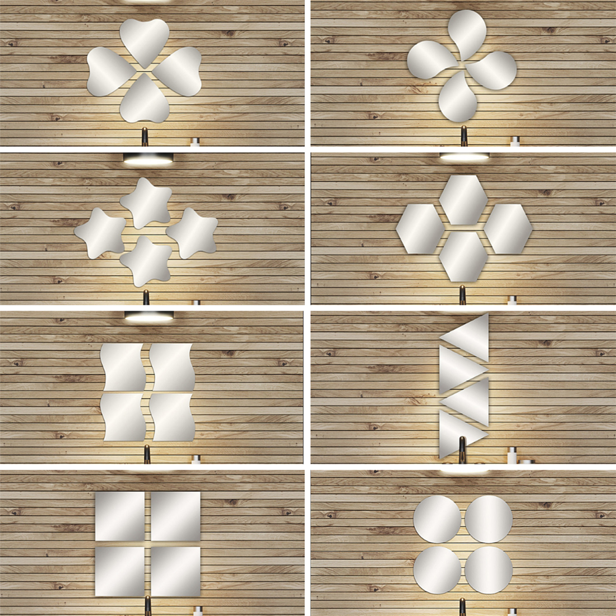 Evideco Small Decorative Wall Self Adhesive Shaped Mirrors Set Of 4 Evideco Small Decorative Wall Self, Shaped Wall Mirrors Set