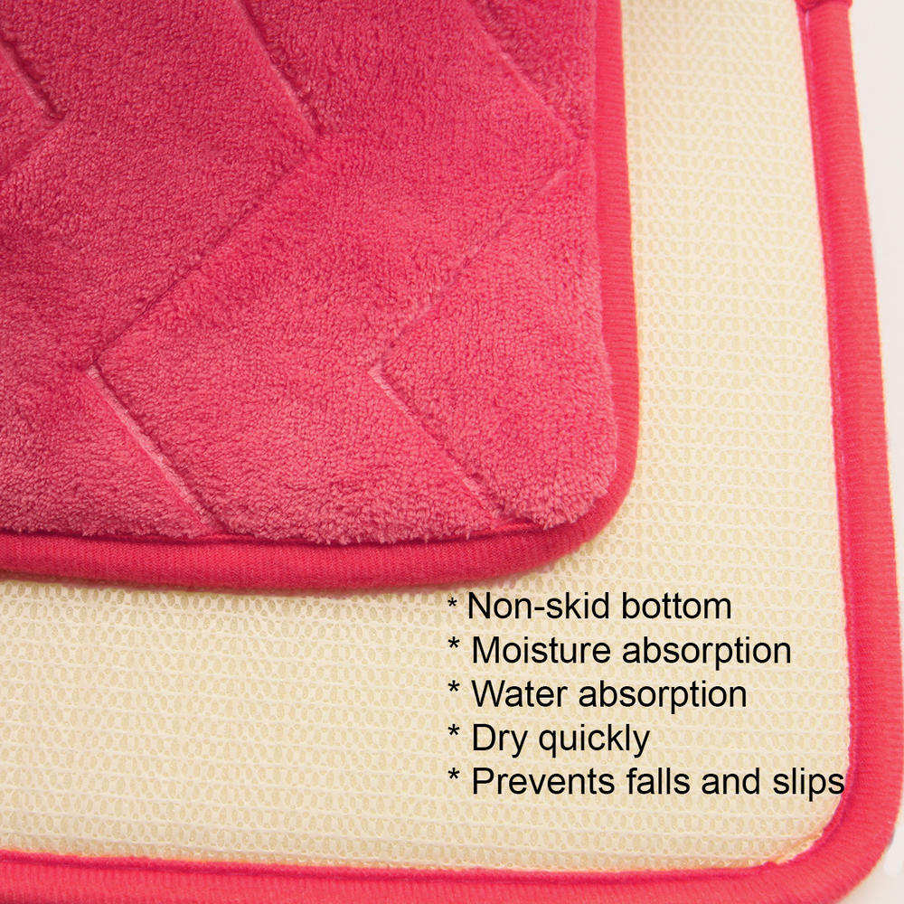 EVIDECO Pink Raspberry Zigzag Bath Rug Memory Foam Mat 32"L x 20"W