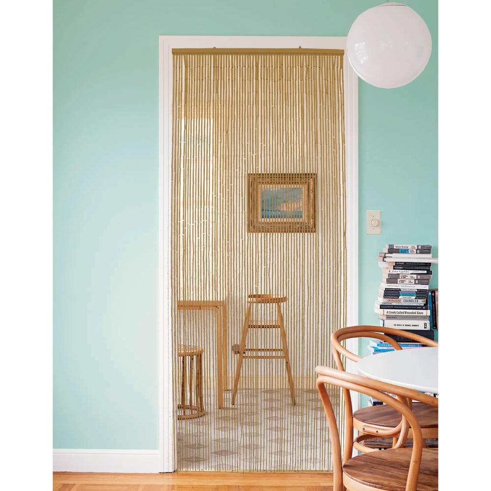 Evideco Bamboo Beaded Door Curtain 65 Strings 79 W X 36 Natural