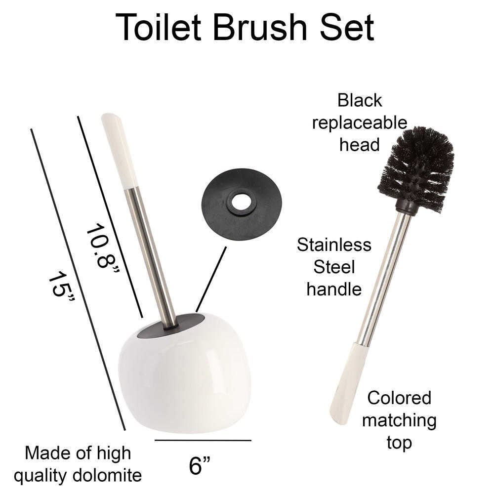 EVIDECO PISE Freestanding White Toilet Brush and Holder Set