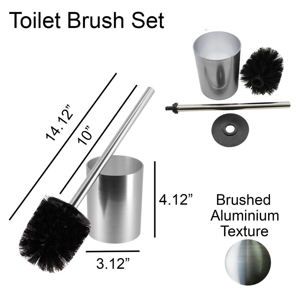 EVIDECO Toilet Brush and Holder Set NOUMEA Silver Brushed Aluminum