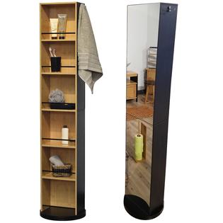 Evideco Swivel Storage Cabinet Organizer Freestanding Linen Evideco Swivel Storage Cabinet Organizer Freestanding Linen Tower Mirror Et Black And Bamboo 4