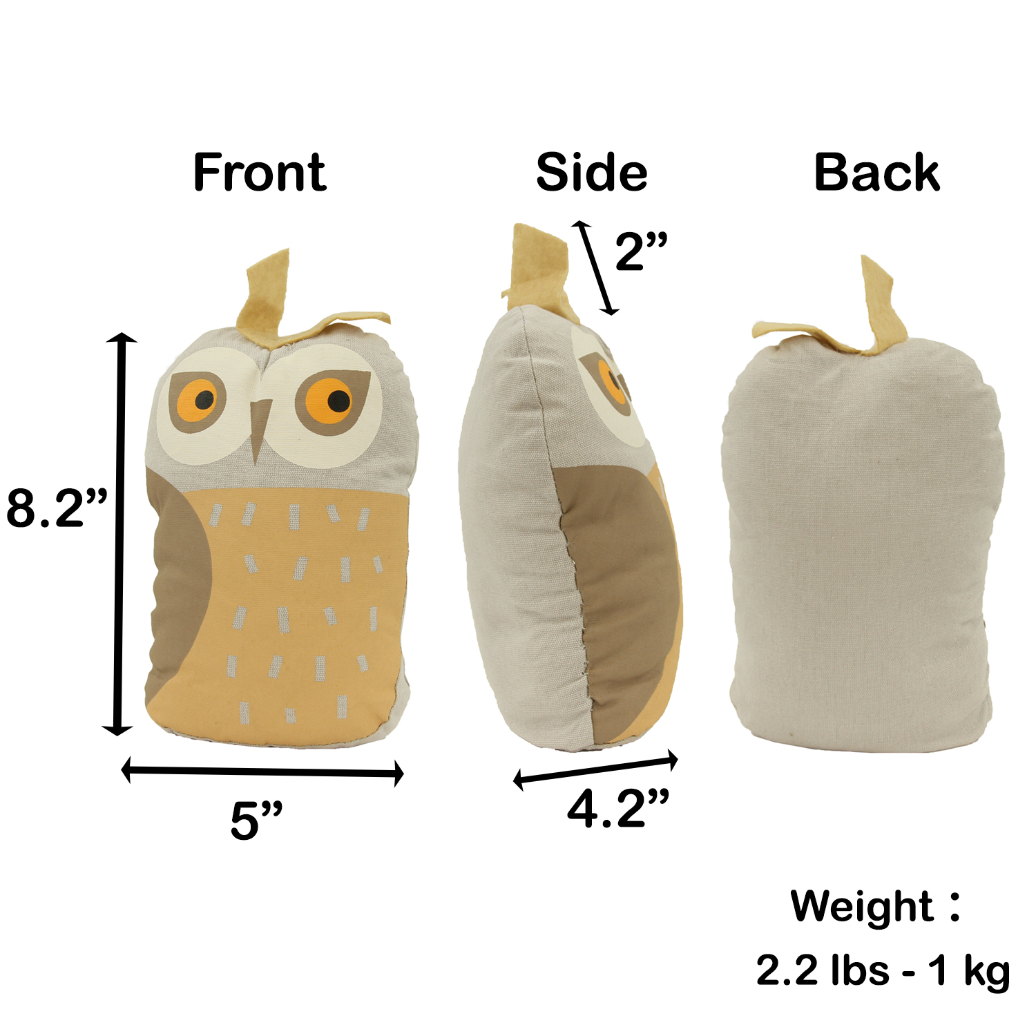 Evideco Owl Fabric Bag Door Stop Interior Weighted Floor 2 2 Lbs