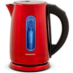 Ovente Electric Hot Water Kettle 1.7 Liter, 1100 Watt Portable Tea Maker with 5 Temperature Heat Control Setting, Red KS58R