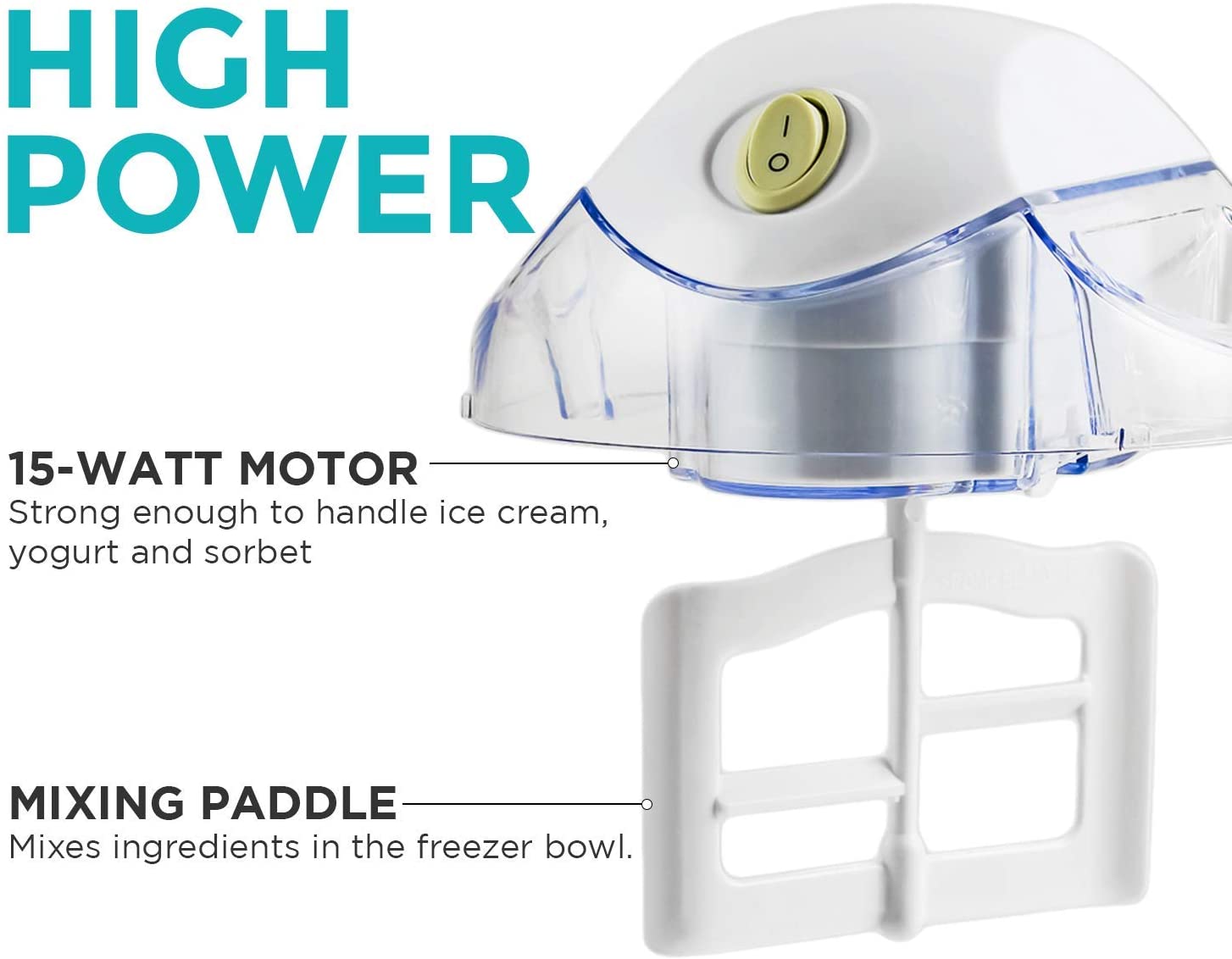 Ovente Electric Ice Cream Maker 1 Quart Freezer Bowl Easy-Lock Lid, 15 Watt Healthy Homemade Sorbet Frozen Yogurt Blue ICM110BL