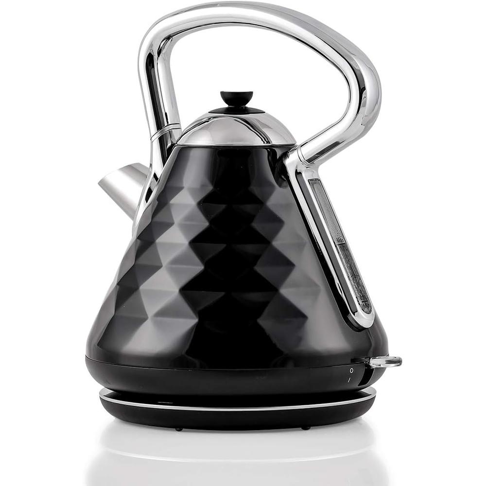 Ovente Electric Hot Water Kettle 1.7 Liter Cleo Collection Fast Heating & Cool Touch Handle, 1500 Watt Tea Maker, Black KS755B