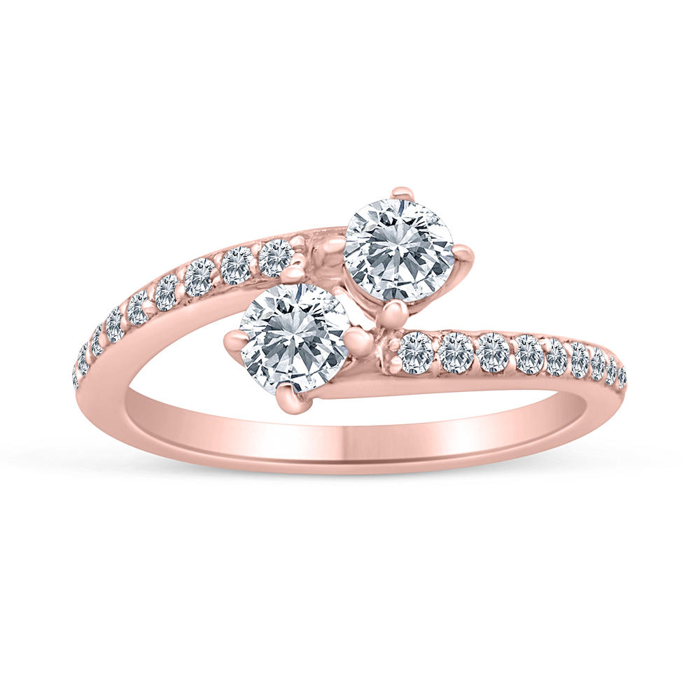 SK Jewel,Inc 5/8ctw Diamond Two Stone Engagement Ring in 10k Rose Gold (G-H, I2-I3)